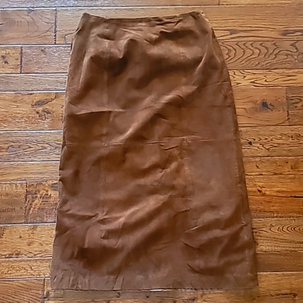 Brown Leather Suede Maxi Skirt Size 10P